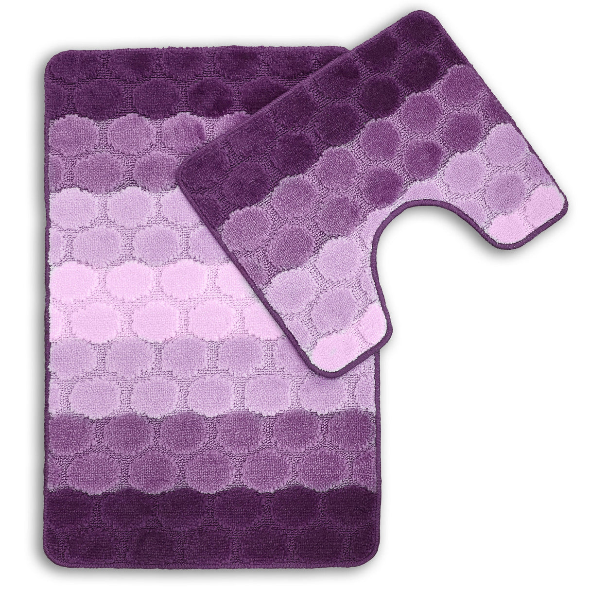 Velosso 2 Piece Hex Stripe Bath and Pedestal Mat Set