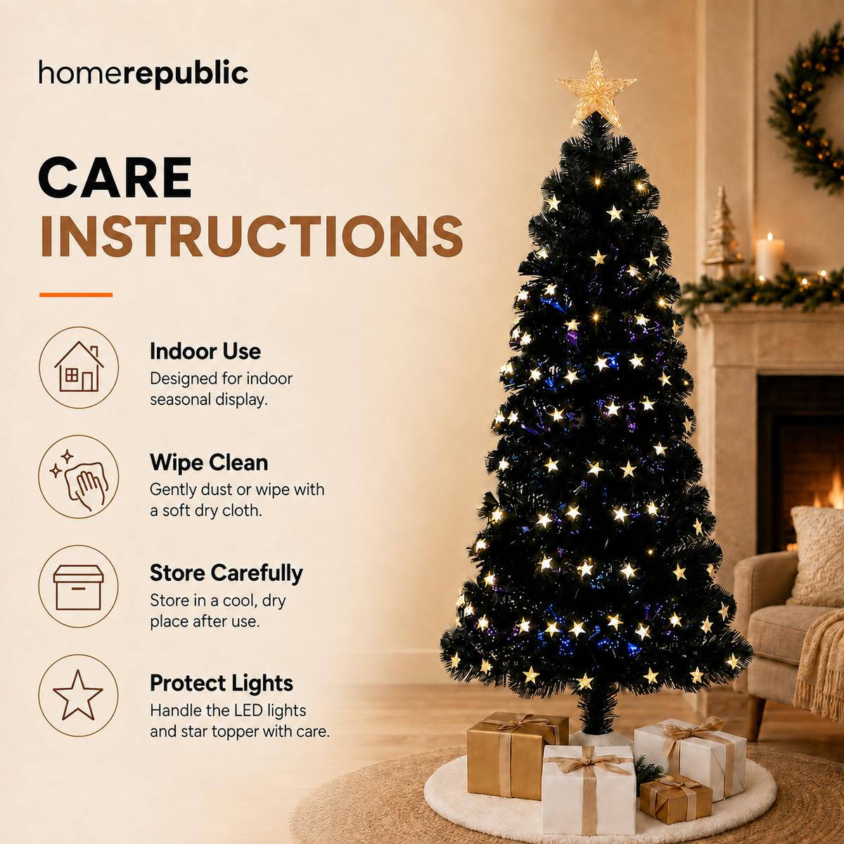 Home Republic Christmas Tree With Star Led Lights
