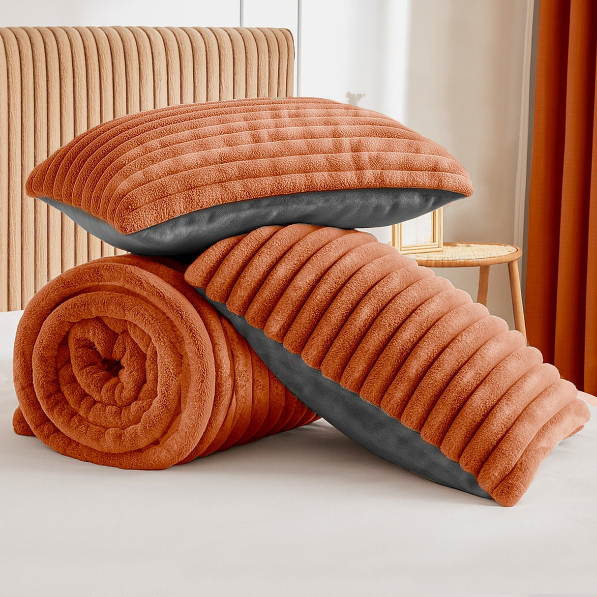 Velosso Jumbo Cord Faux Rabbit Fur Duvet Cover And Pillowcase Set