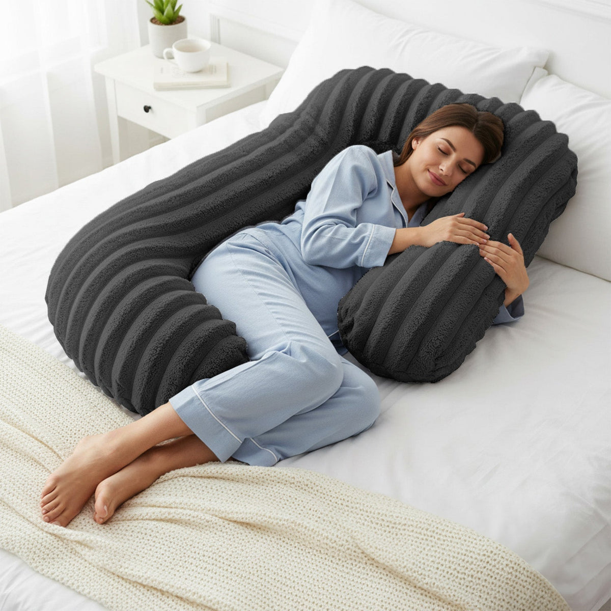 Velosso Jumbo Cord Faux Rabbit Fur Body Pillow