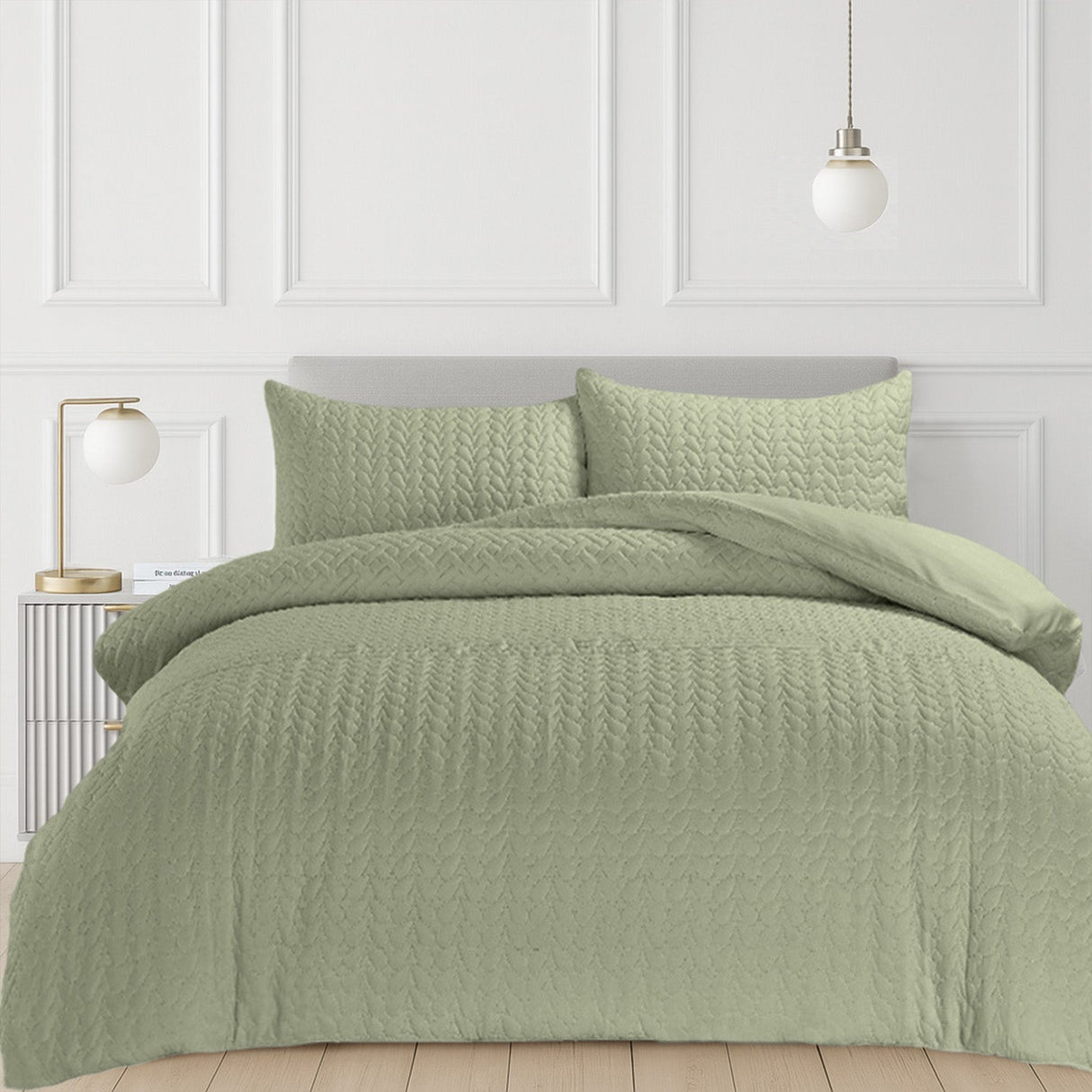 Velosso Kinsley Embossed Pattern Duvet Cover and Pillowcase Set