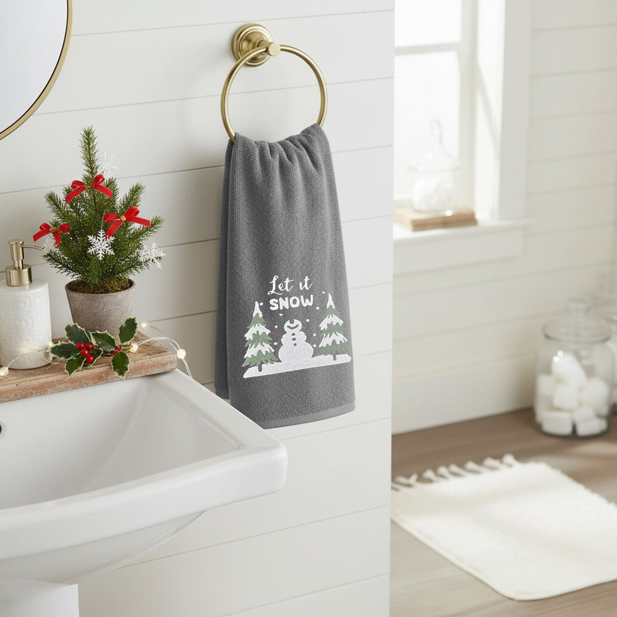 Velosso Let It Snow 2 Pack Christmas Cotton Hand Towels