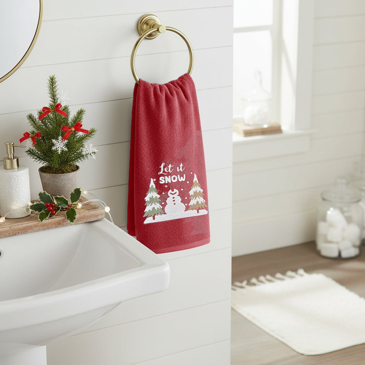 Velosso Let It Snow 2 Pack Christmas Cotton Hand Towels
