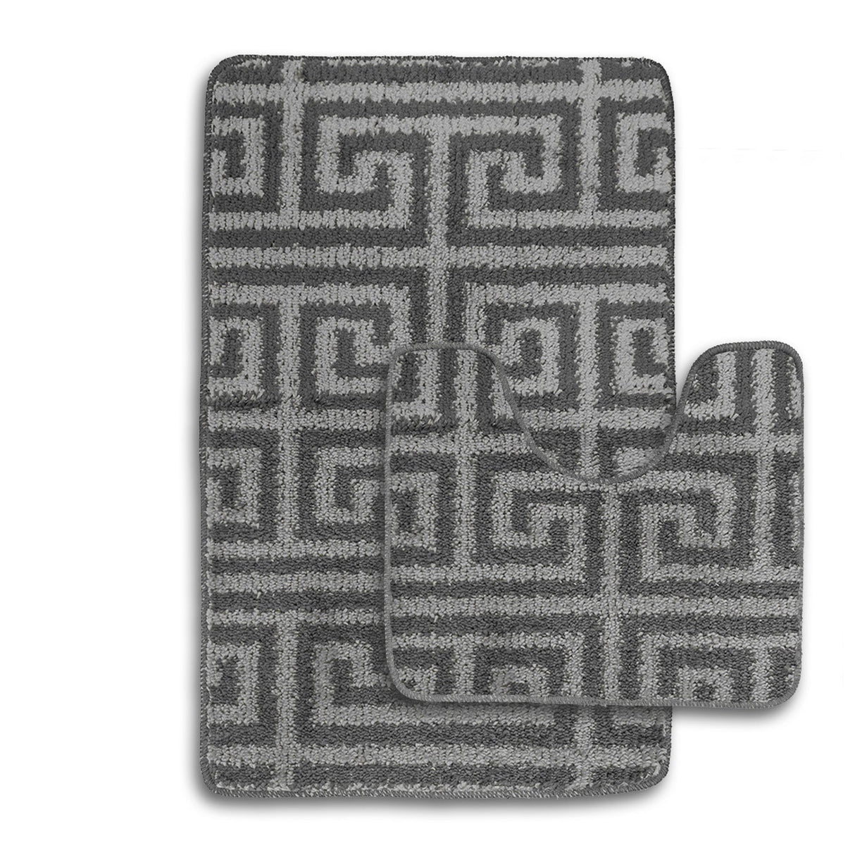 Velosso 2 Piece Luxe Greek Key Bath and Pedestal Mat Set