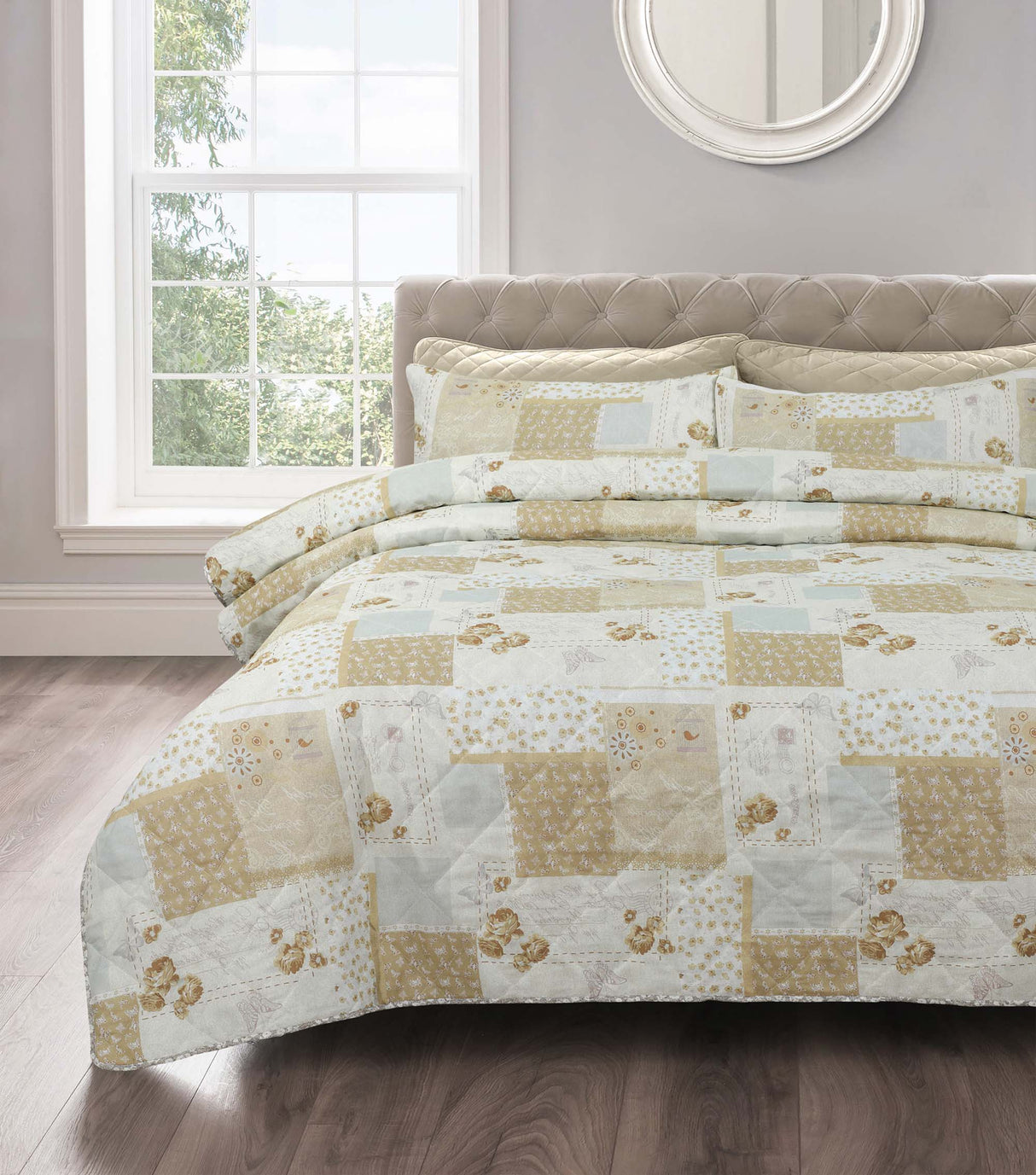 Velosso Maya Floral Printed Quilted Bedspread Set
