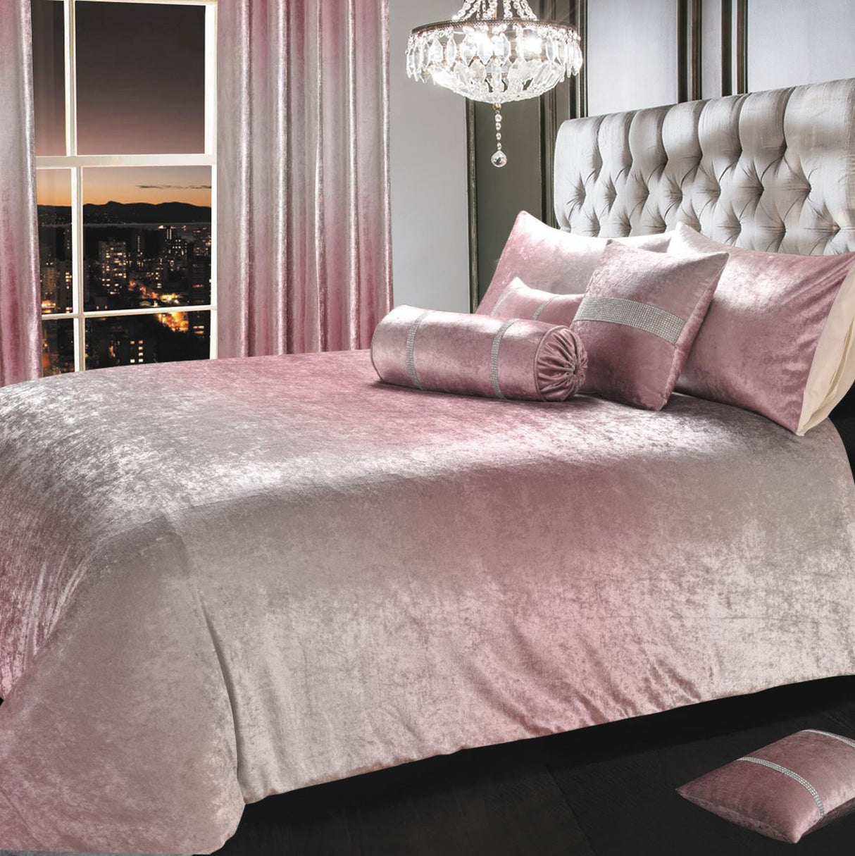 Intimates Ombre Crushed Velvet Duvet Cover & Pillowcase Set