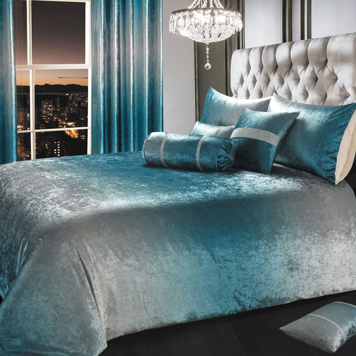 Intimates Ombre Crushed Velvet Duvet Cover & Pillowcase Set