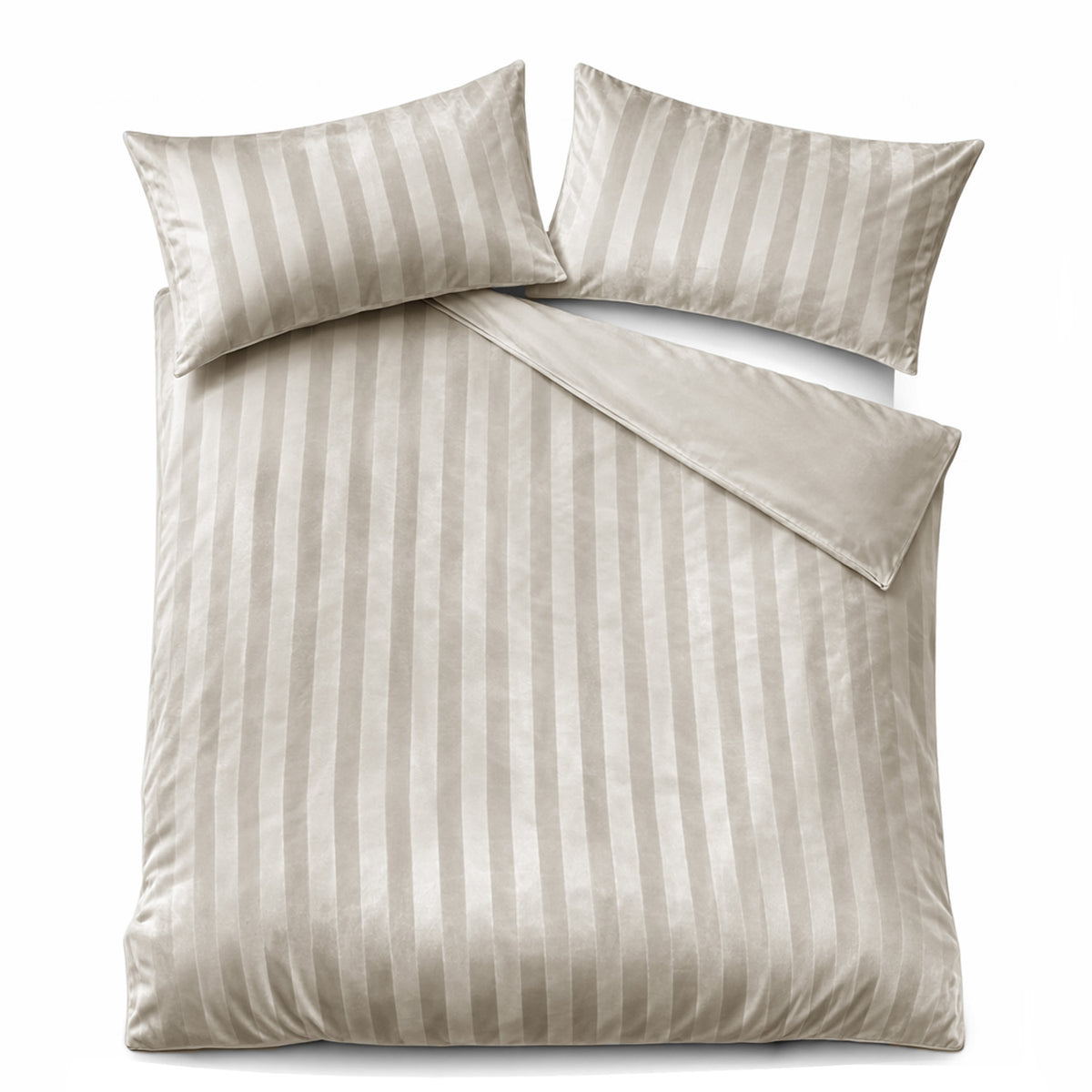 Velosso Oslo Luxury Velvet Stripe Duvet Cover and Pillowcase Set