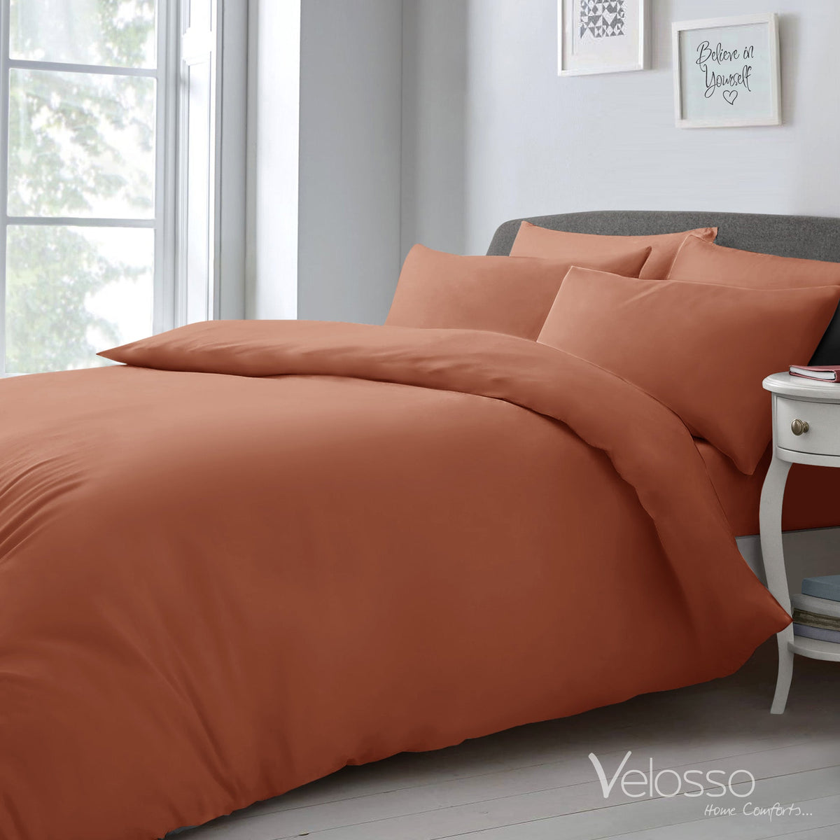 Velosso Microfibre Plain Duvet Cover & Pillowcase Set