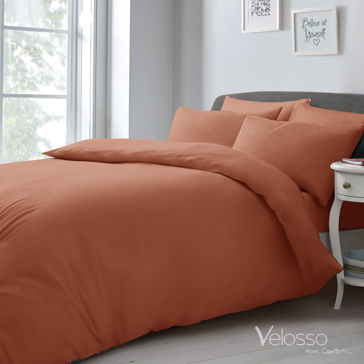 Velosso Microfibre Plain Duvet Cover & Pillowcase Set