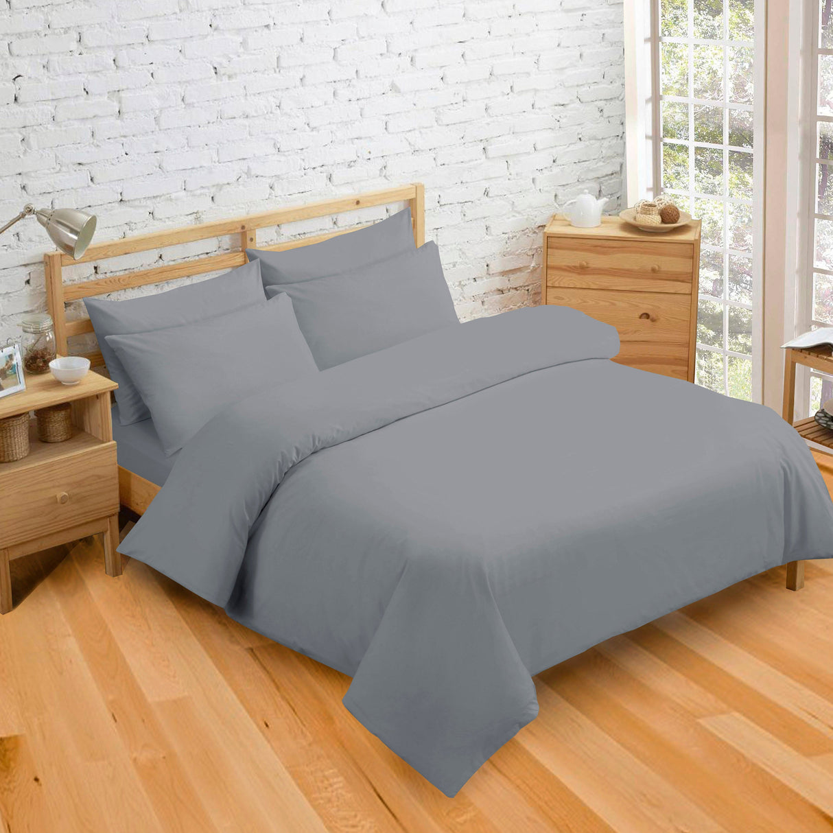 Velosso Plain Dyed Duvet Cover & Pillowcase Set