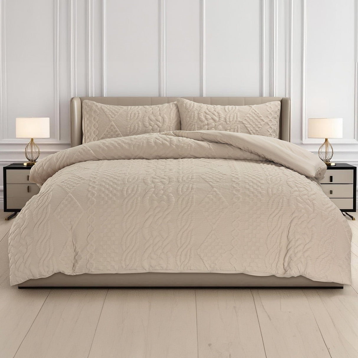 Velosso Quilted Knit Pinsonic Duvet Cover and Pillowcase Set
