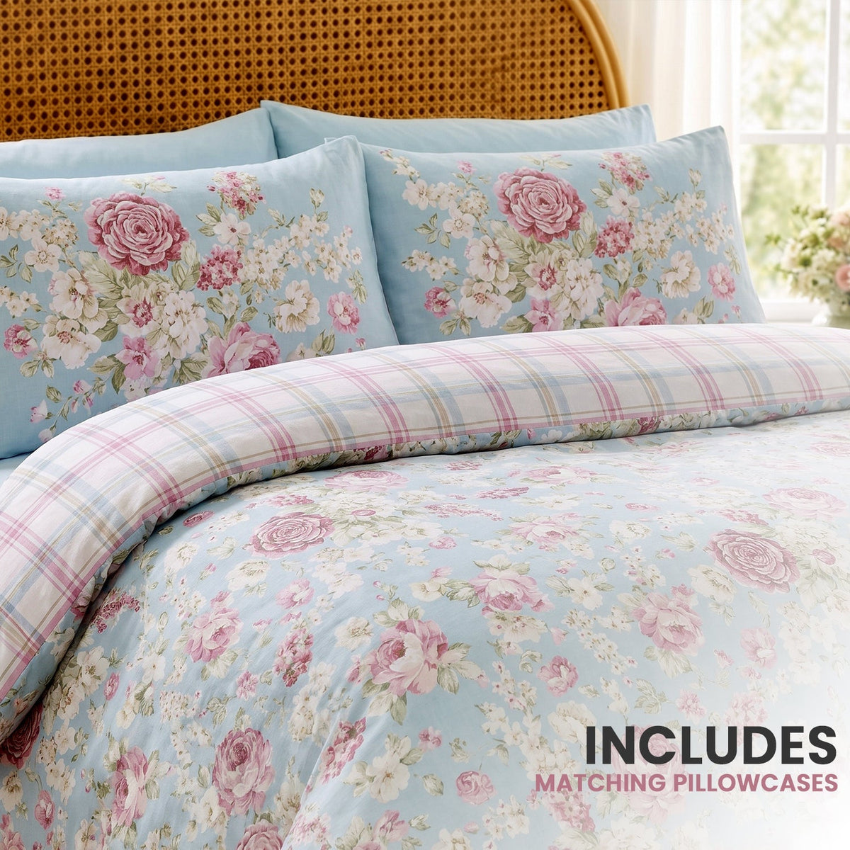 Florelle Rosewood Cottage Duvet Cover And Pillowcase Set
