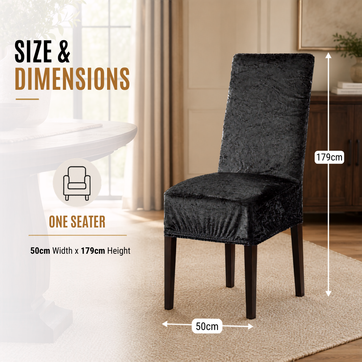 Home Republic Crushed Velvet Stretch Fitted Chair Covers