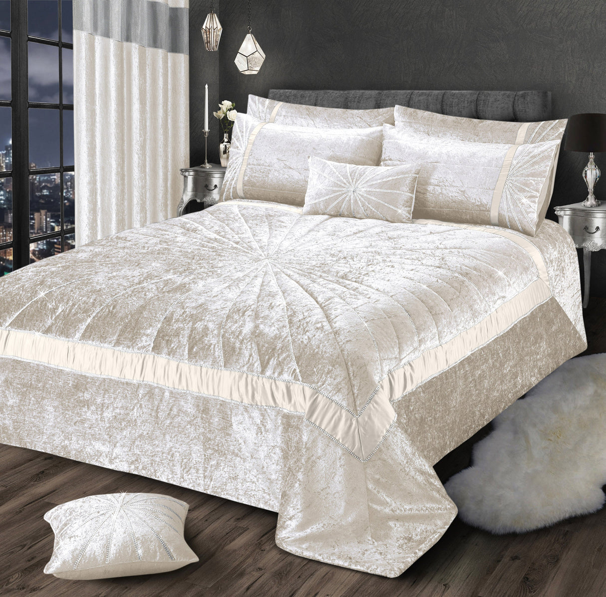 Intimates Starburst Crushed Velvet Diamante Bedspread
