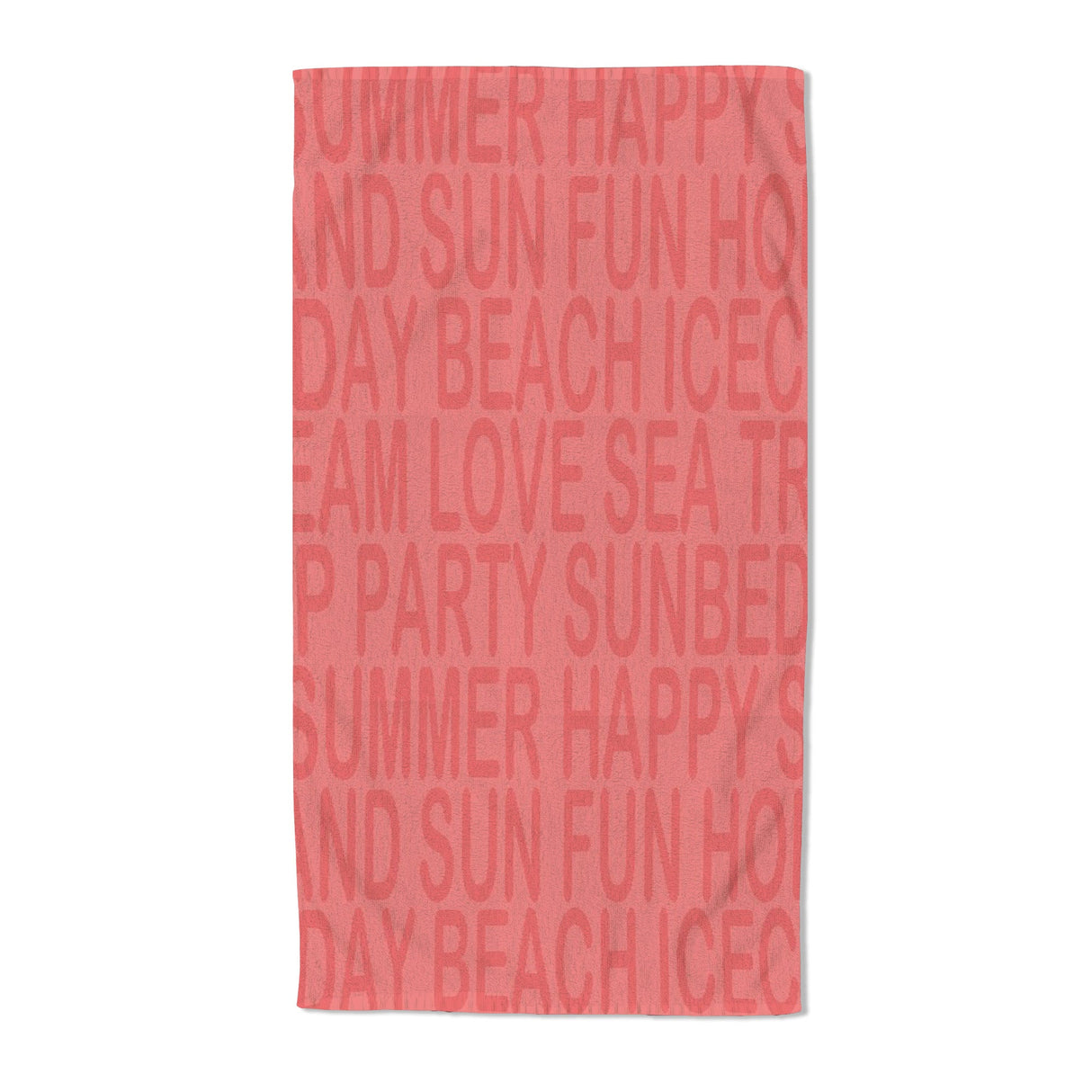 Velosso Salmon Summer Happy Embossed Jacquard Beach Towel