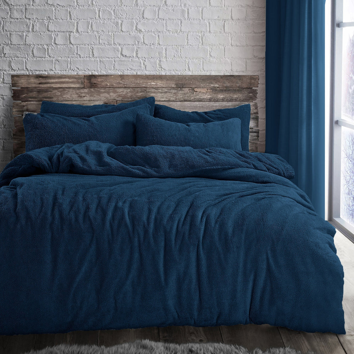 Velosso Plain Teddy Fleece Duvet Cover and Pillowcase Set