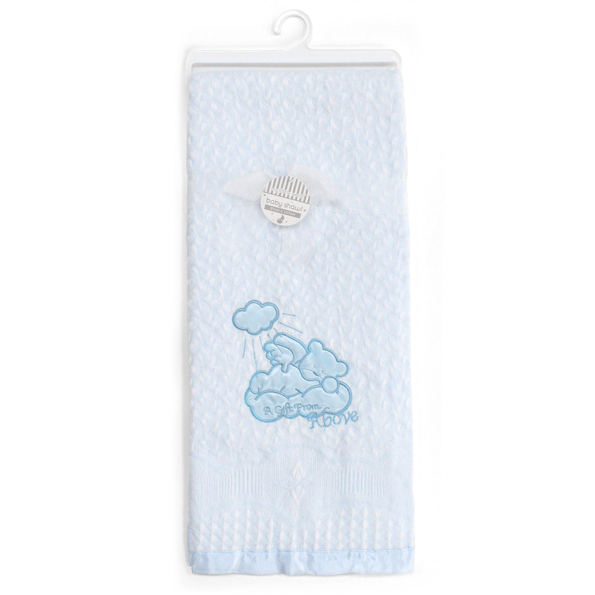 My Little World Teddy Bear Embroidered Baby Shawl