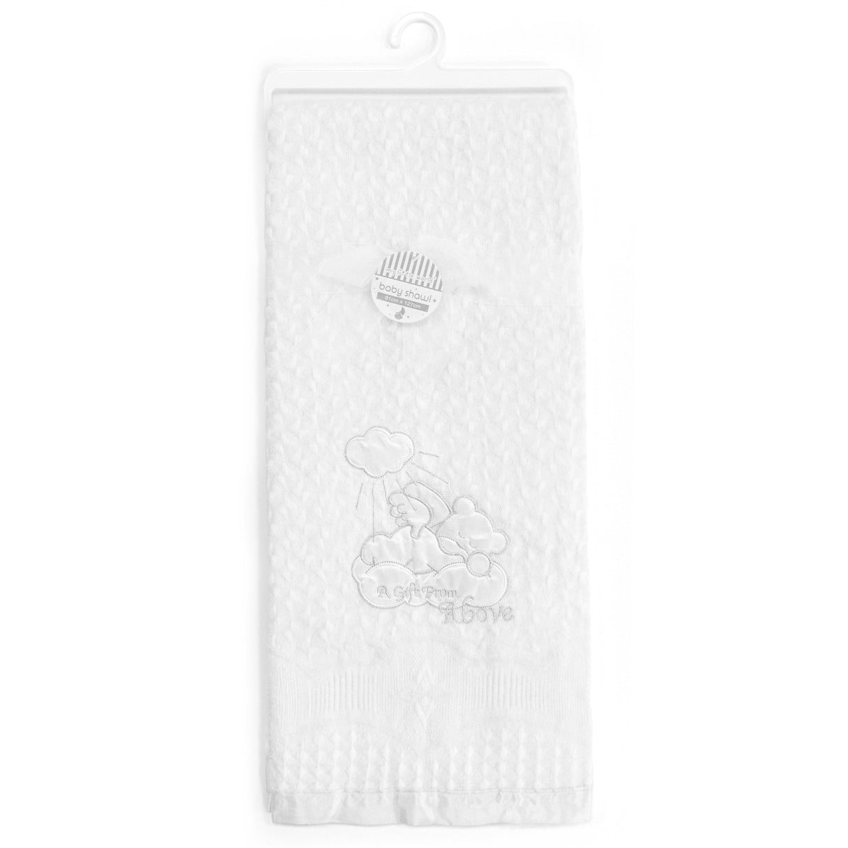 My Little World Teddy Bear Embroidered Baby Shawl