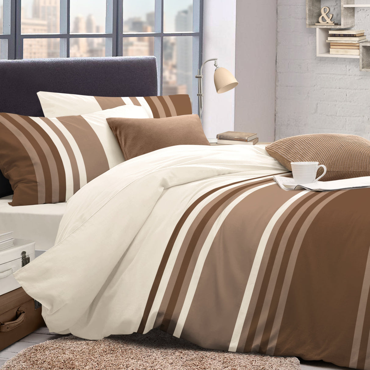 Velosso Tonal Stripe Duvet Cover & Pillowcase Set