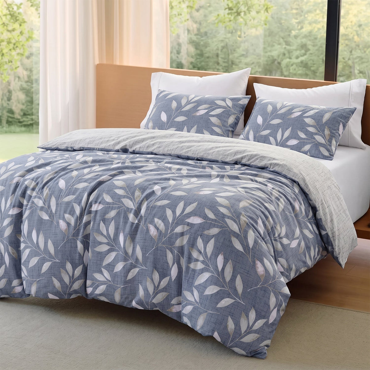 Velosso Trailing Leaves Duvet Cover And Pillowcase Set