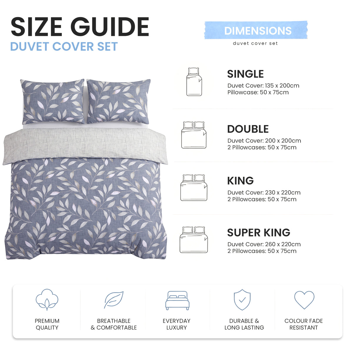 Velosso Trailing Leaves Duvet Cover and Pillowcase Set