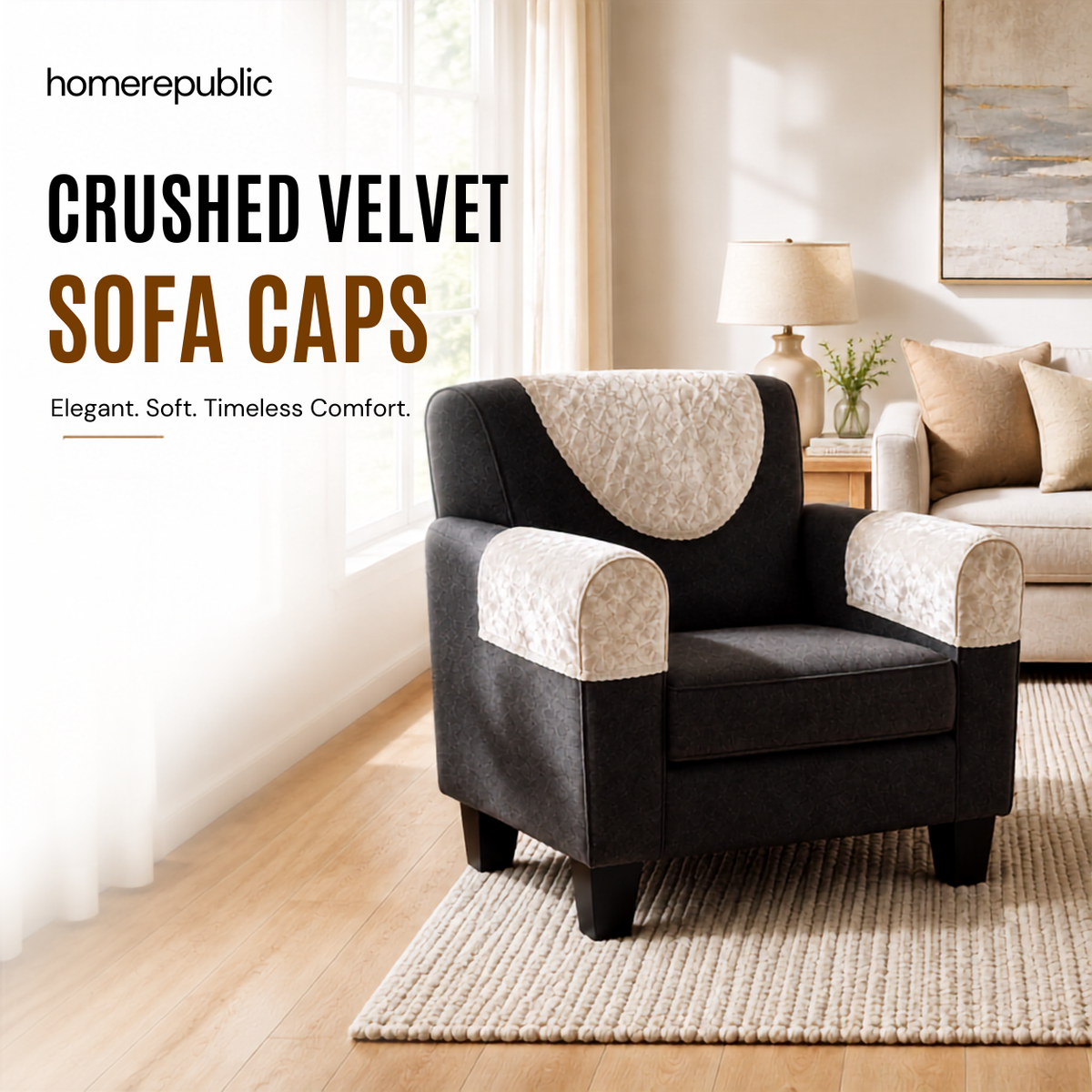 Home Republic Crushed Velvet Sofa Caps