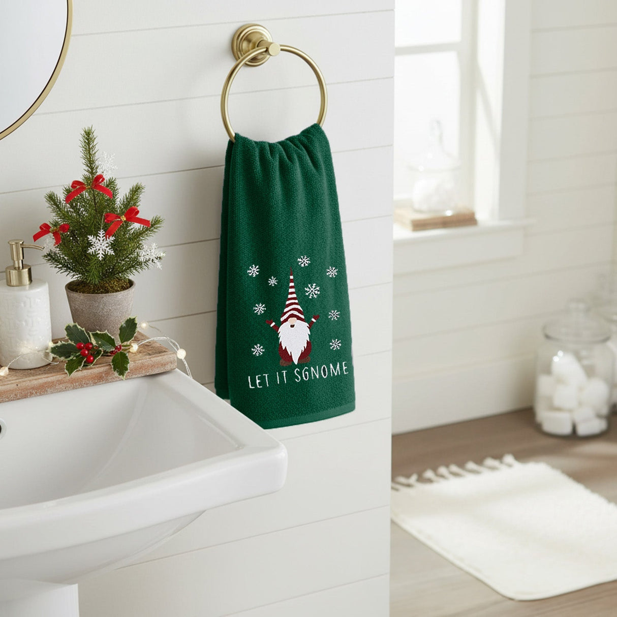Velosso Christmas Gonks 2 Pack Christmas Cotton Hand Towels