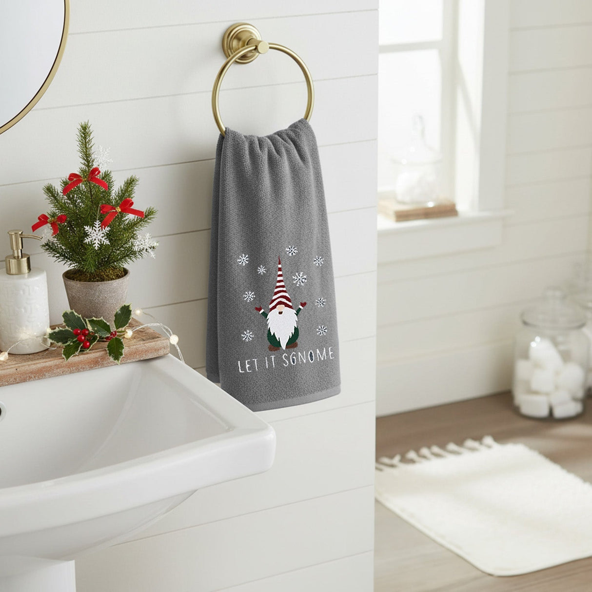 Velosso Christmas Gonks 2 Pack Christmas Cotton Hand Towels