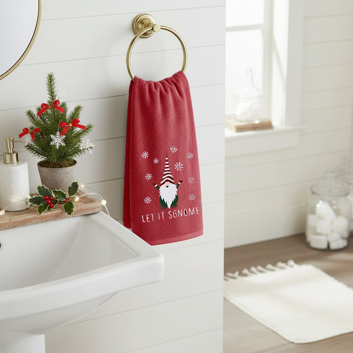 Velosso Christmas Gonks 2 Pack Christmas Cotton Hand Towels