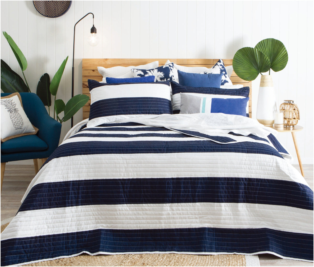 Velosso Tonal Stripes Quilted Bedspread Set