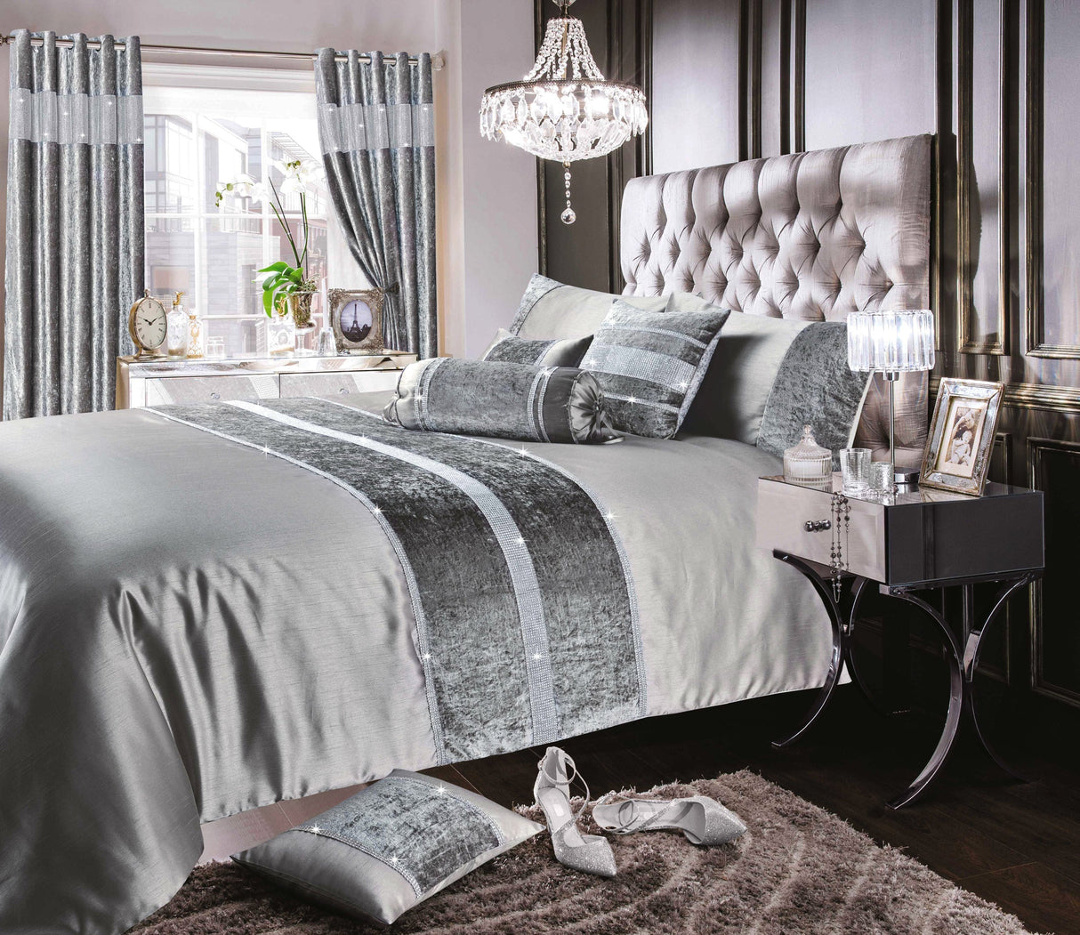 Intimates Topaz Crushed Velvet Duvet Cover & Pillowcase Set