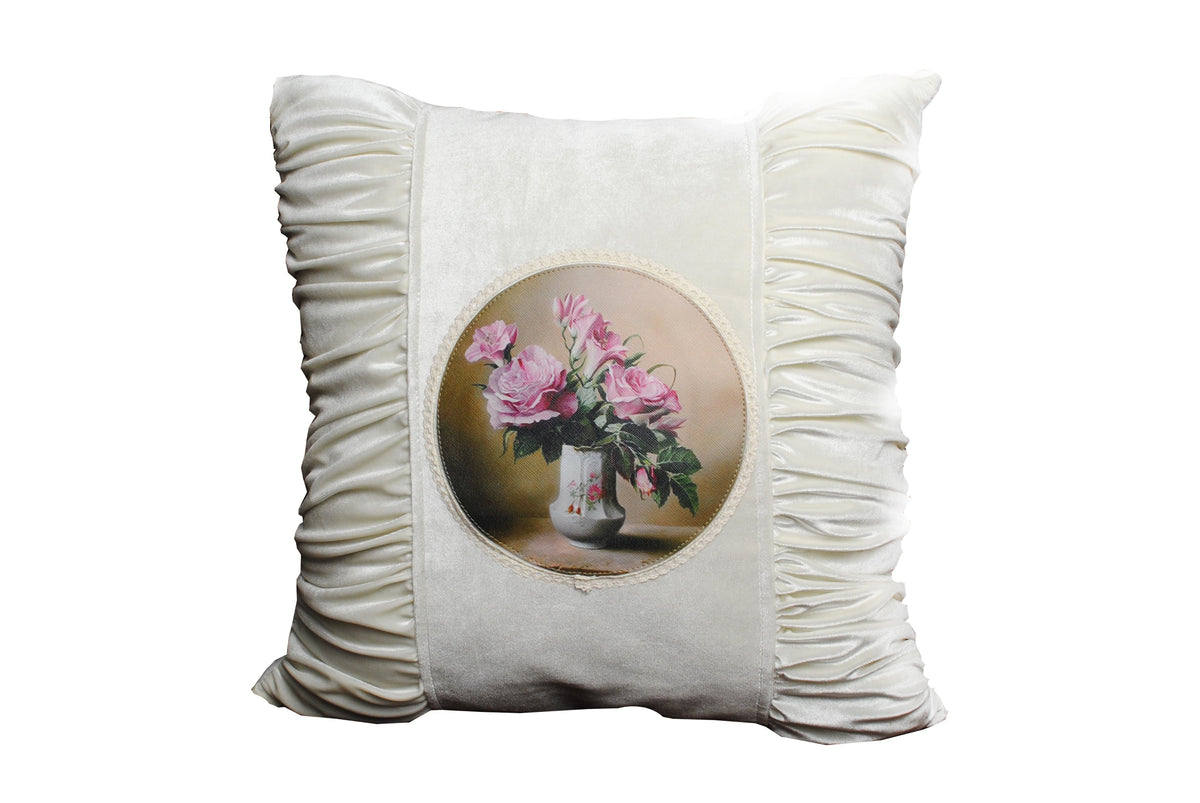 Intimates Velvet Pleated Floral Cushion