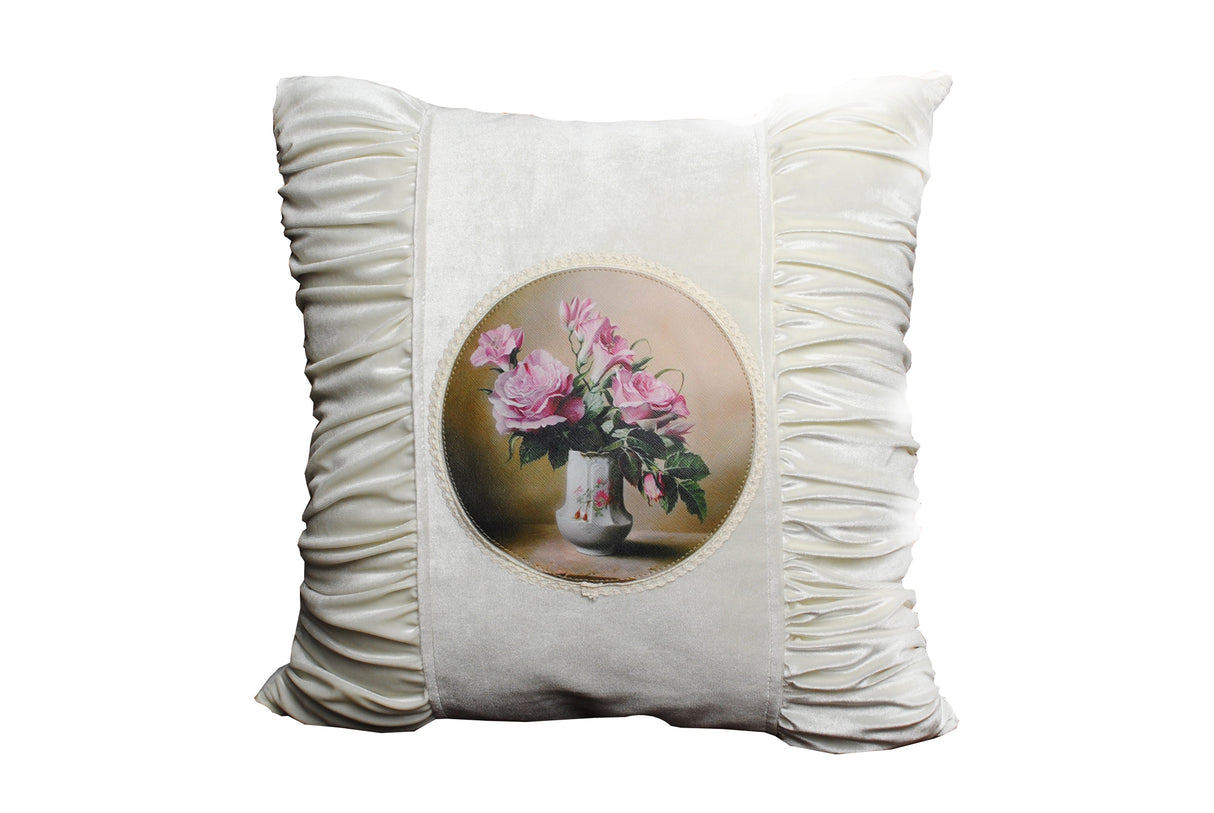 Intimates Velvet Pleated Floral Cushion