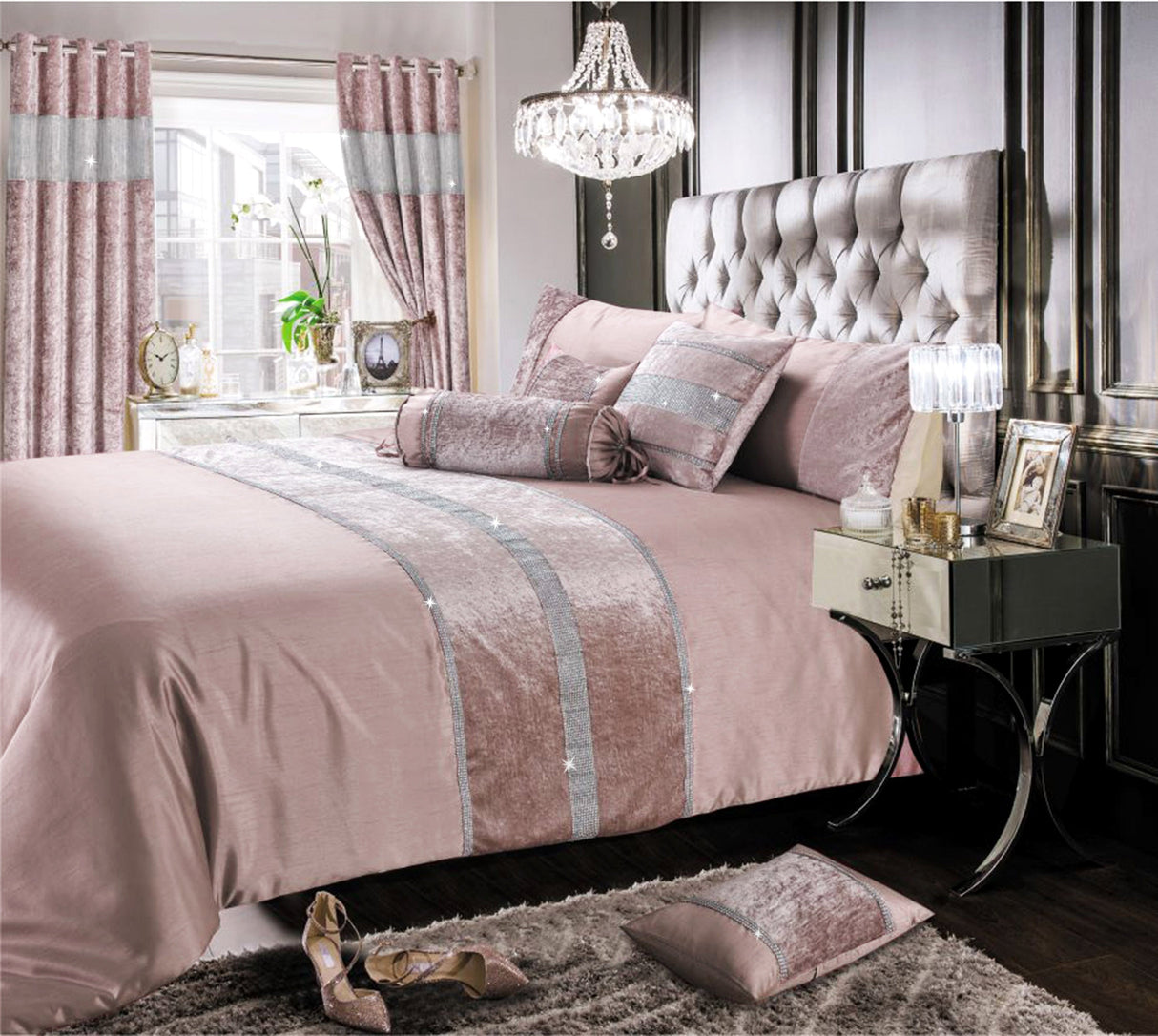 Intimates Topaz Crushed Velvet Duvet Cover & Pillowcase Set