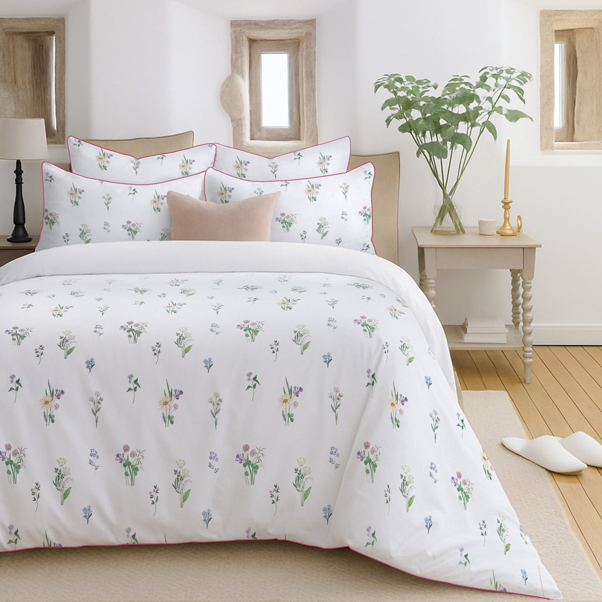 Florelle Botanical Printed Floral Duvet Cover and Pillowcase Set