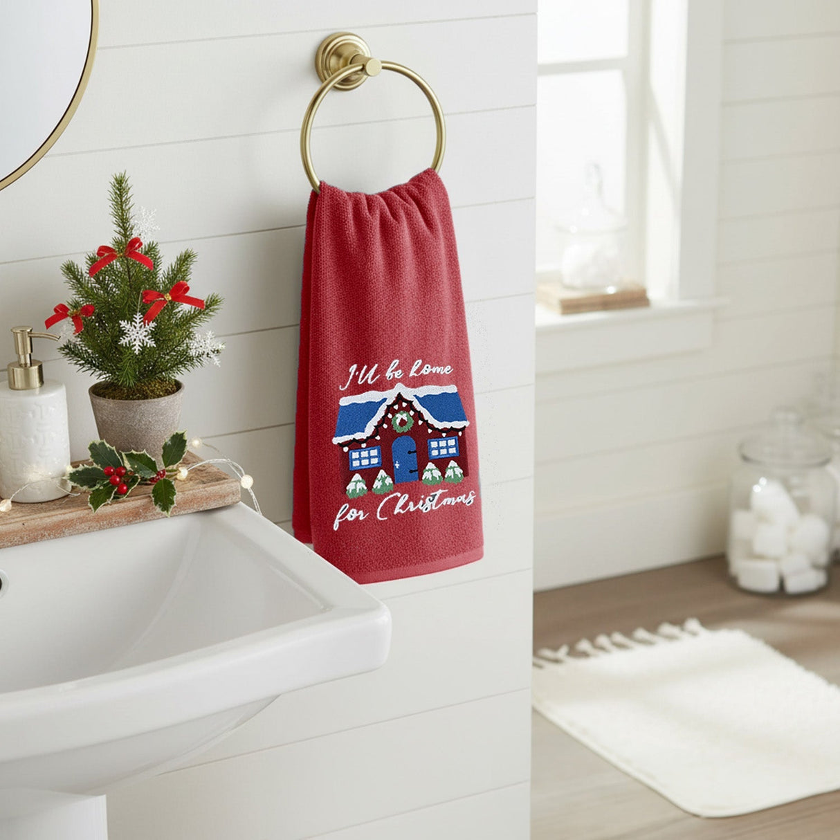 Velosso Ill Be Home 2 Pack Christmas Cotton Hand Towels