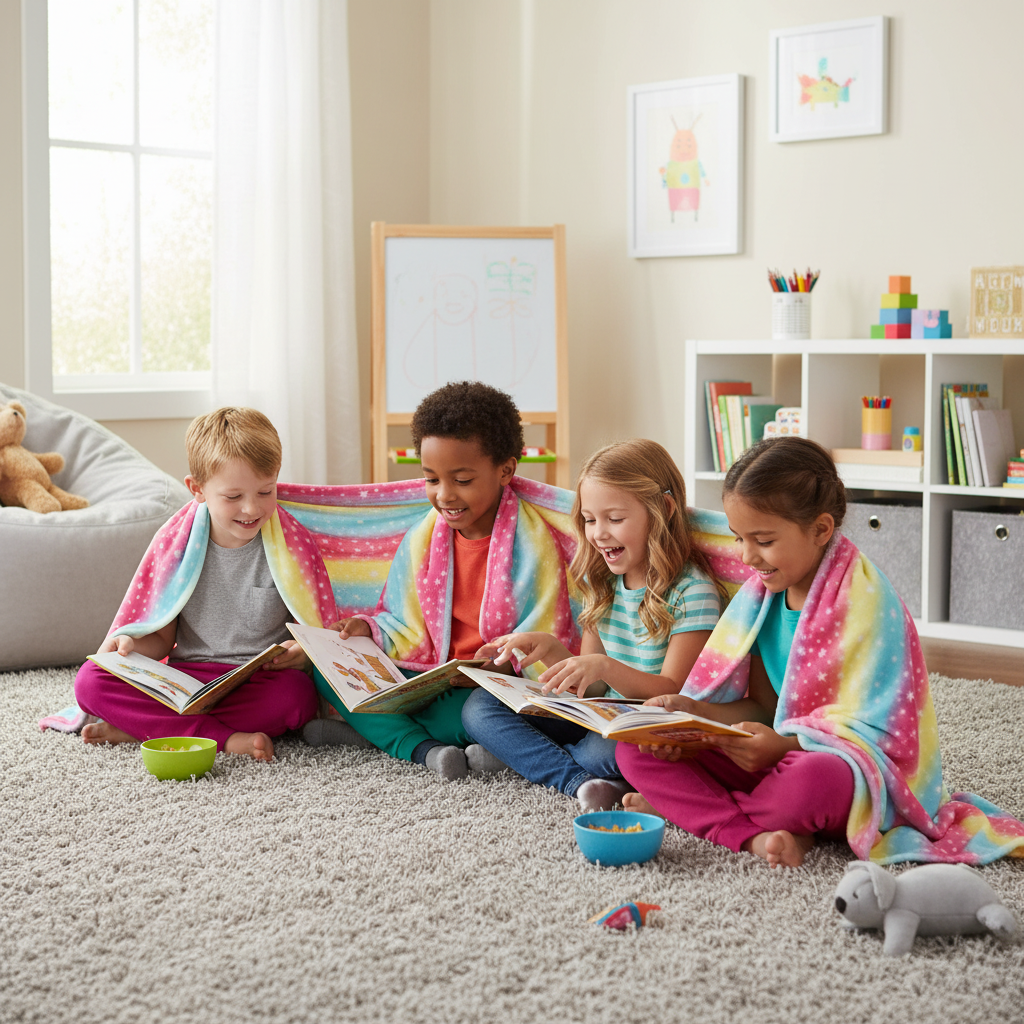 Velosso Rainbow and Stars Flannel Blanket Throw