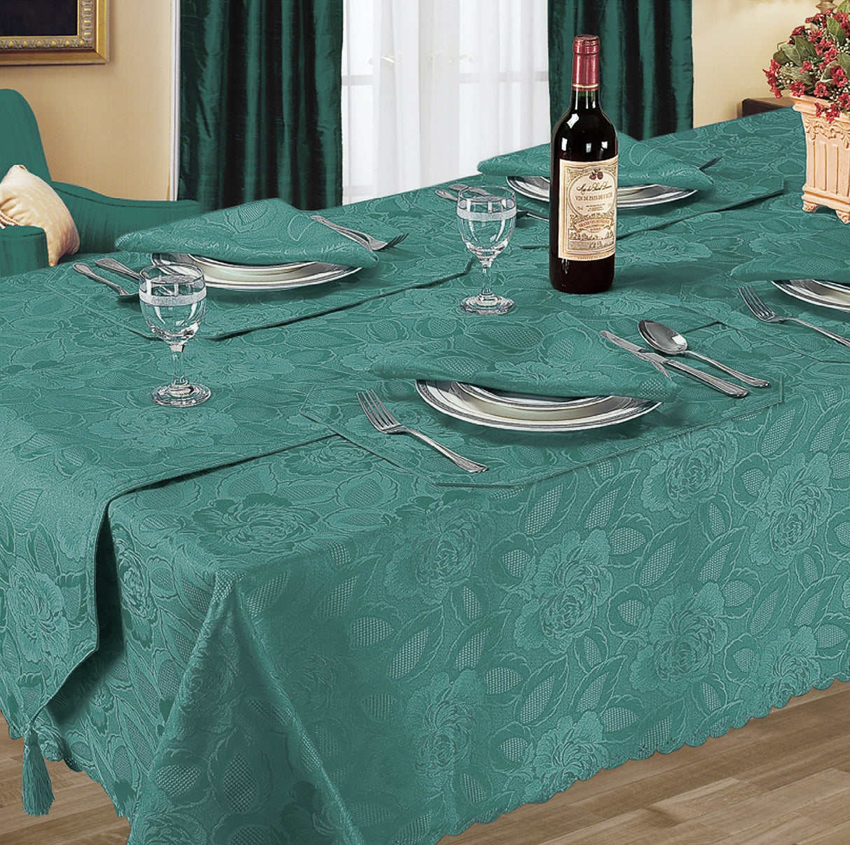 Kitchen Trends Rose Jacquard Tablecloth