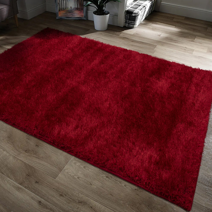 Majestic Red Shaggy Floor Rug