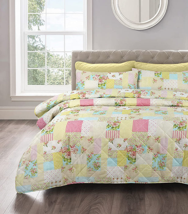 Shabby Chic Floral Candice Patchwork Bedspread Set