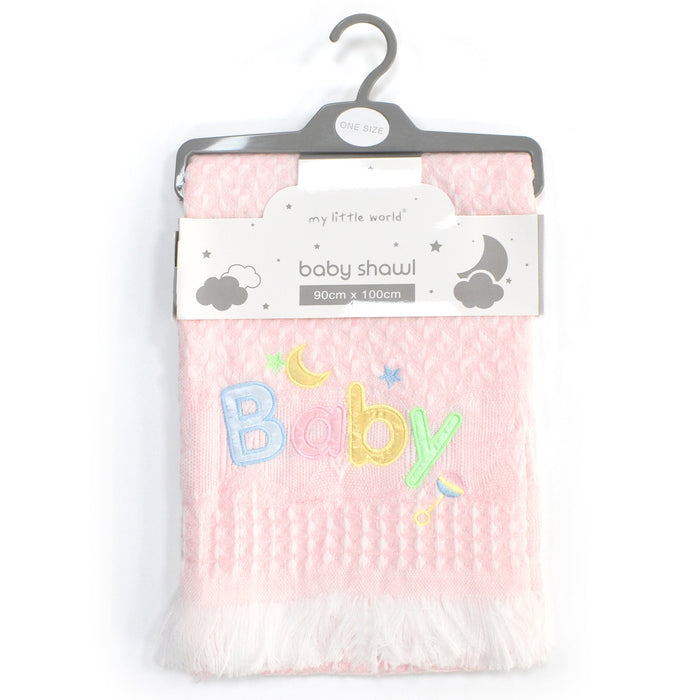 Baby Embroidered Shawl Pink