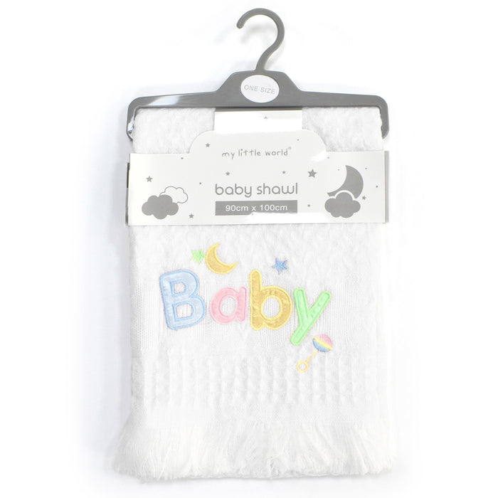 Baby Embroidered Shawl White