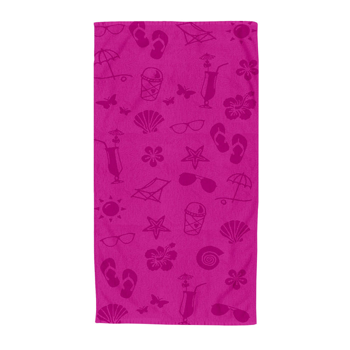 Beach Items Fuchsia Embossed Jacquard Beach Towel