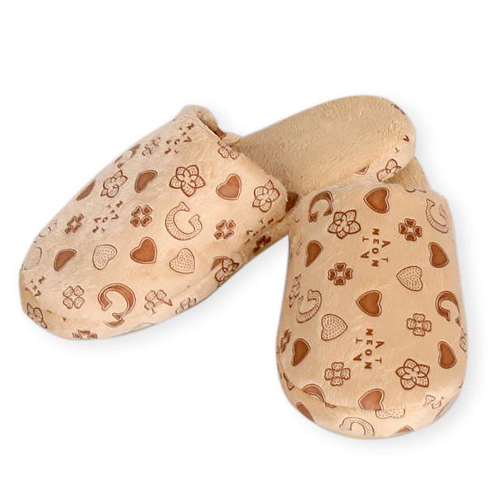 Beige Hearts Slippers