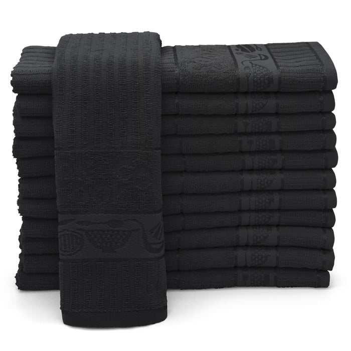 Jacquard Cooks Tea Towel Black