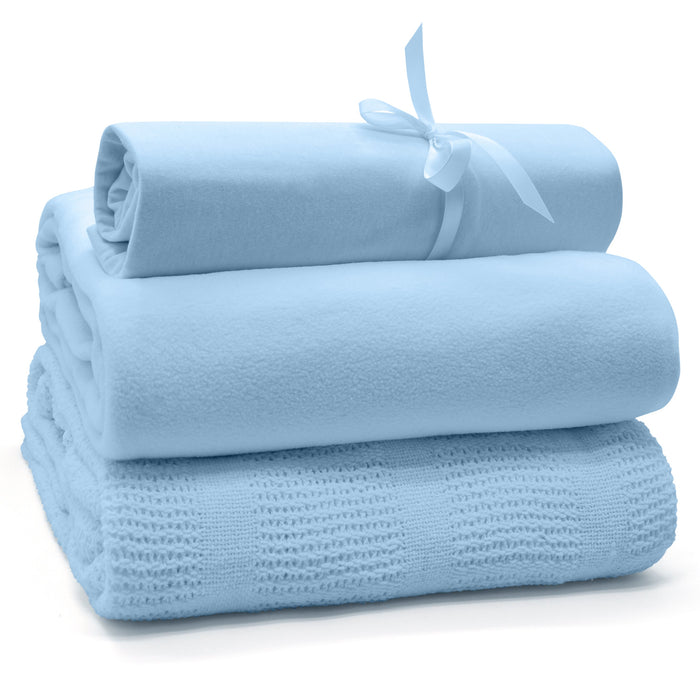 Blue 3-Piece Cot Bed Starter Set