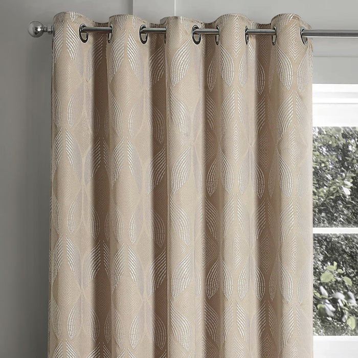 Buxton Jacquard Beige Readymade Eyelet Curtains