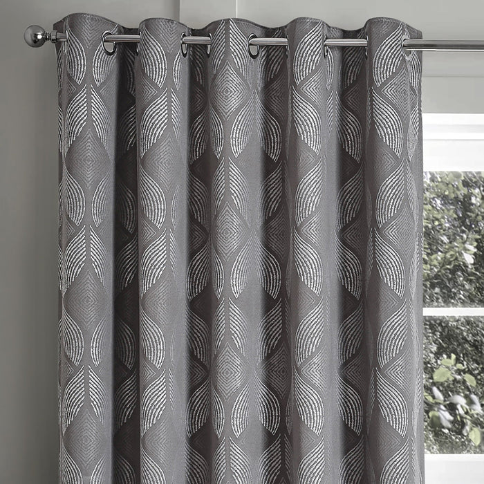 Buxton Jacquard Grey Eyelet Curtains