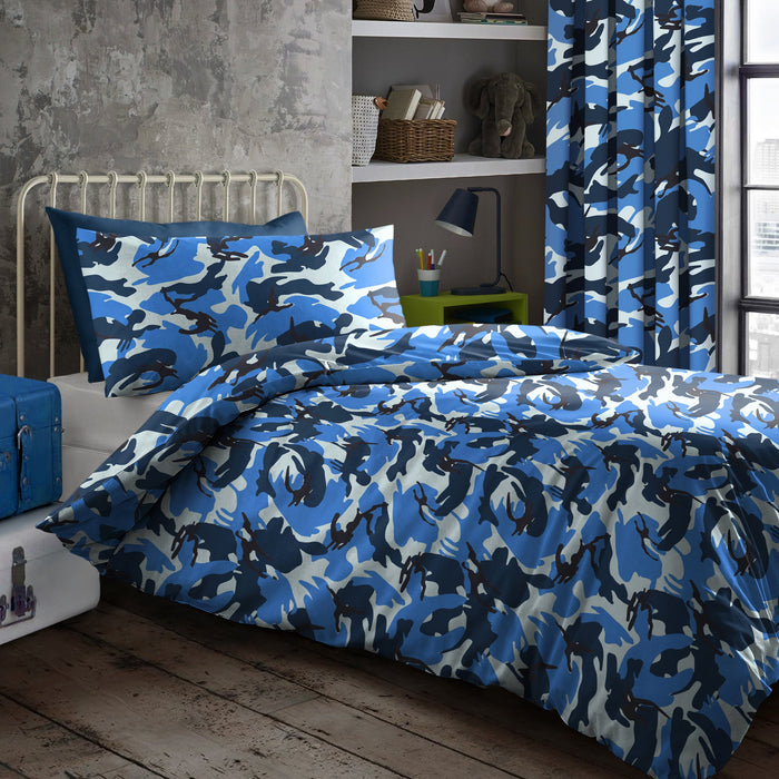 Camouflage Blue Duvet Cover & Pillowcase Set